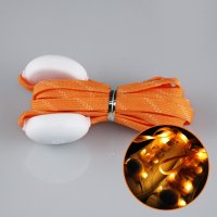 Светящиеся LED шнурки для обуви из нейлона, 1 пара , оранжевые