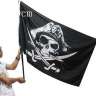 Пиратский флаг Череп в шляпе 150 на 90 см - Пиратский флаг Череп в шляпе 150 на 90 см