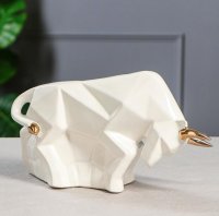Копилка-оригами "Бык", белый, керамика, 17 см